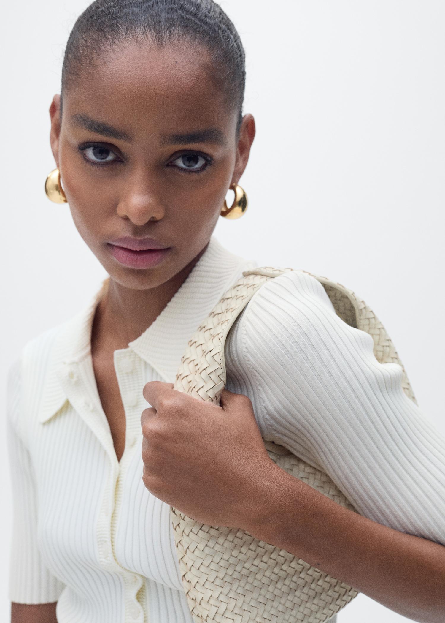 Ribbed polo-neck sweater - Women | MANGO USA Product Image