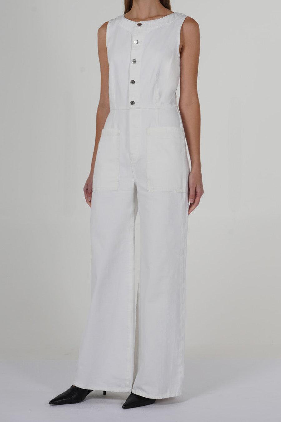 Callahan Wide Leg Jumpsuit - Vintage White Product Image