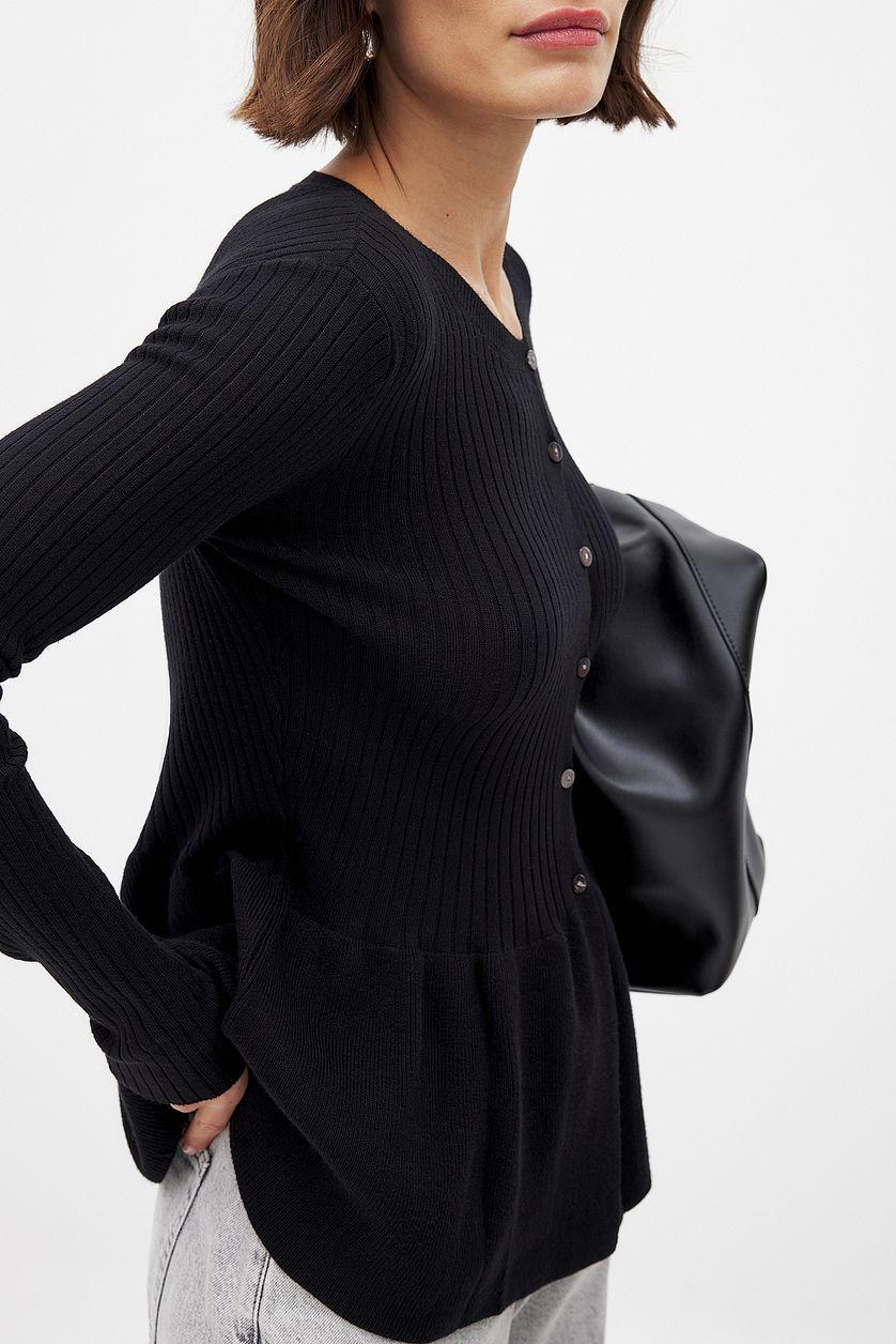 Knitted Peplum Top Beige Product Image