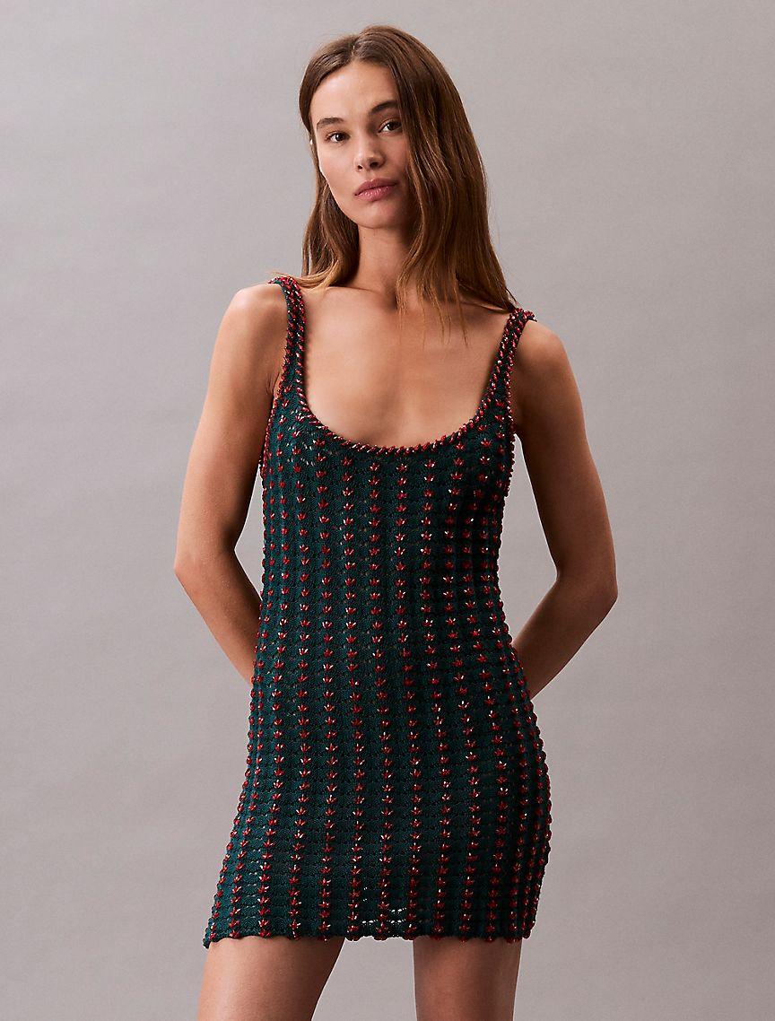 Crochet Beaded Tank Mini Dress Product Image