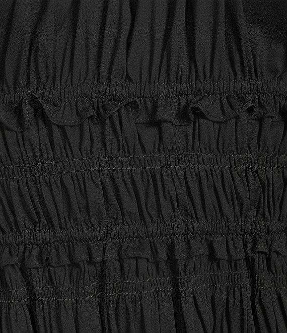 Anne Klein Square Neck Sleeveless Smocked Cotton Poplin Maxi Dress Product Image