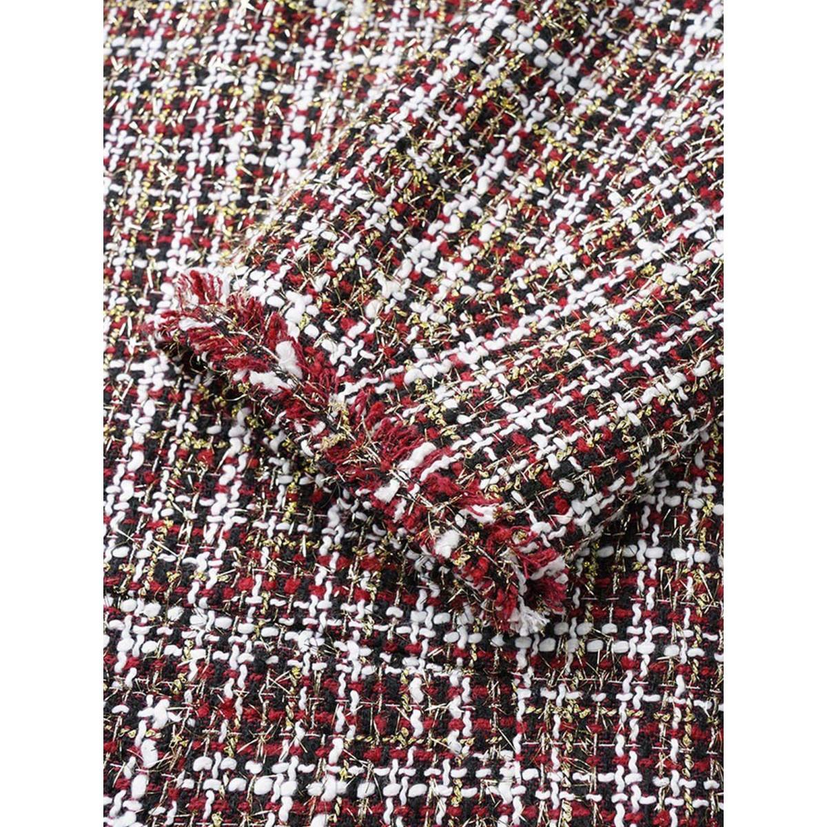 Plus Size Tweed Fuzzy Trim Pocket Open Front Jacket Women Multicolor Texture Pocket Everyday Jackets BloomChic 12/L Product Image