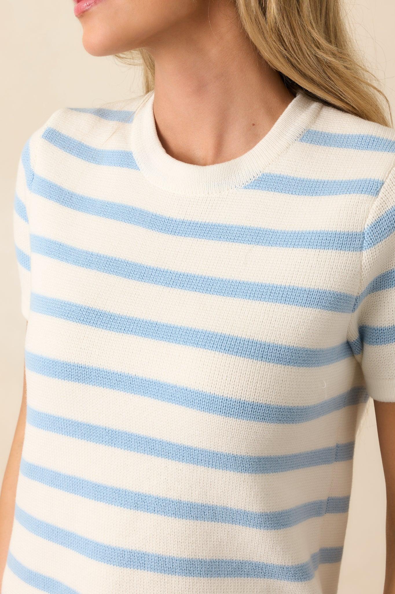 Mary Lynn Blue Belle Stripe Cotton Sweater Product Image