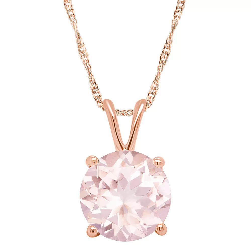 Alyson Layne 14k Gold Round Morganite Pendant Necklace, Women's, Size: 18", 14k Rose Gold Product Image