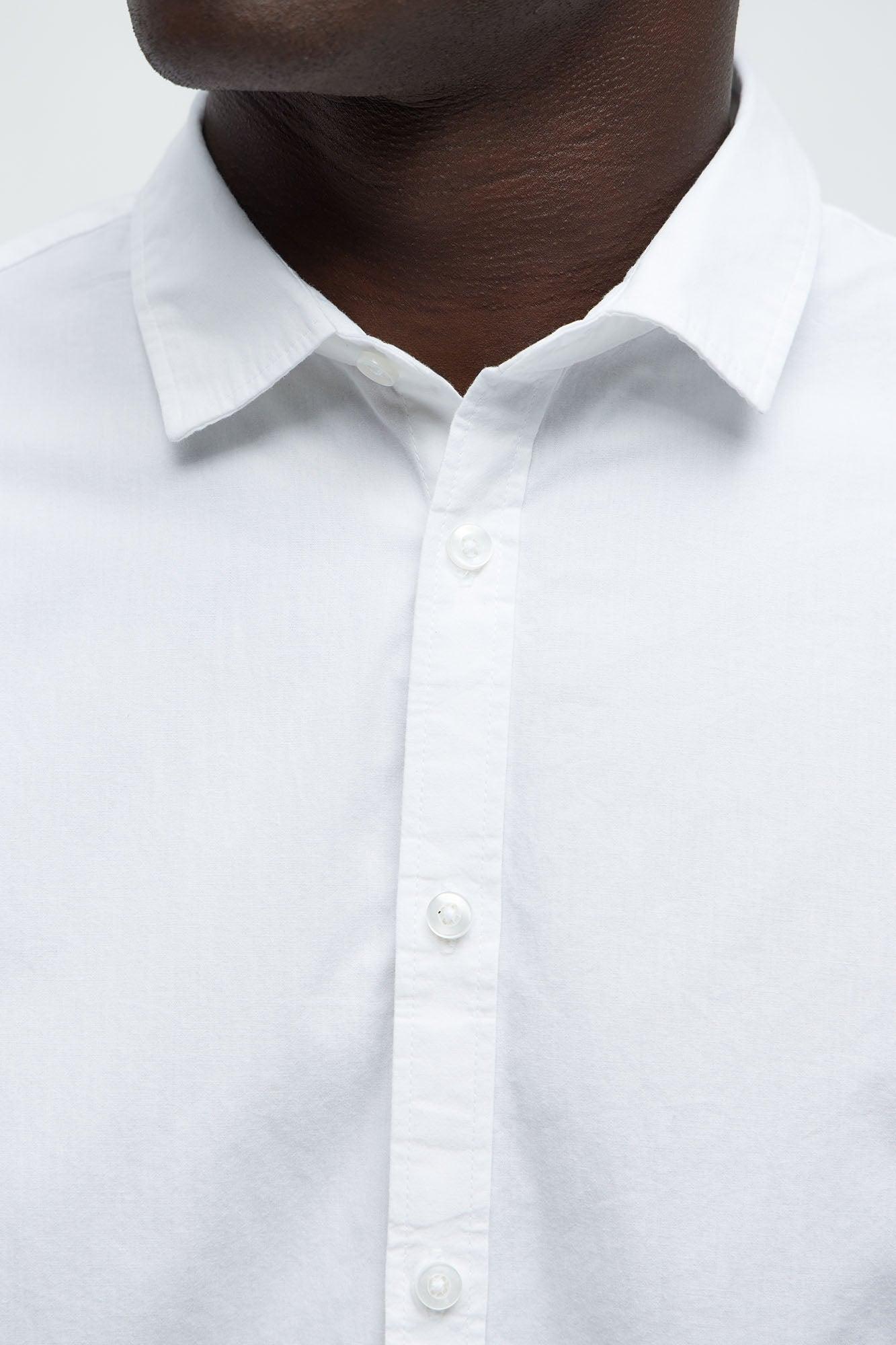 Ryland Cotton Long Sleeve Button Up Shirt - White Product Image