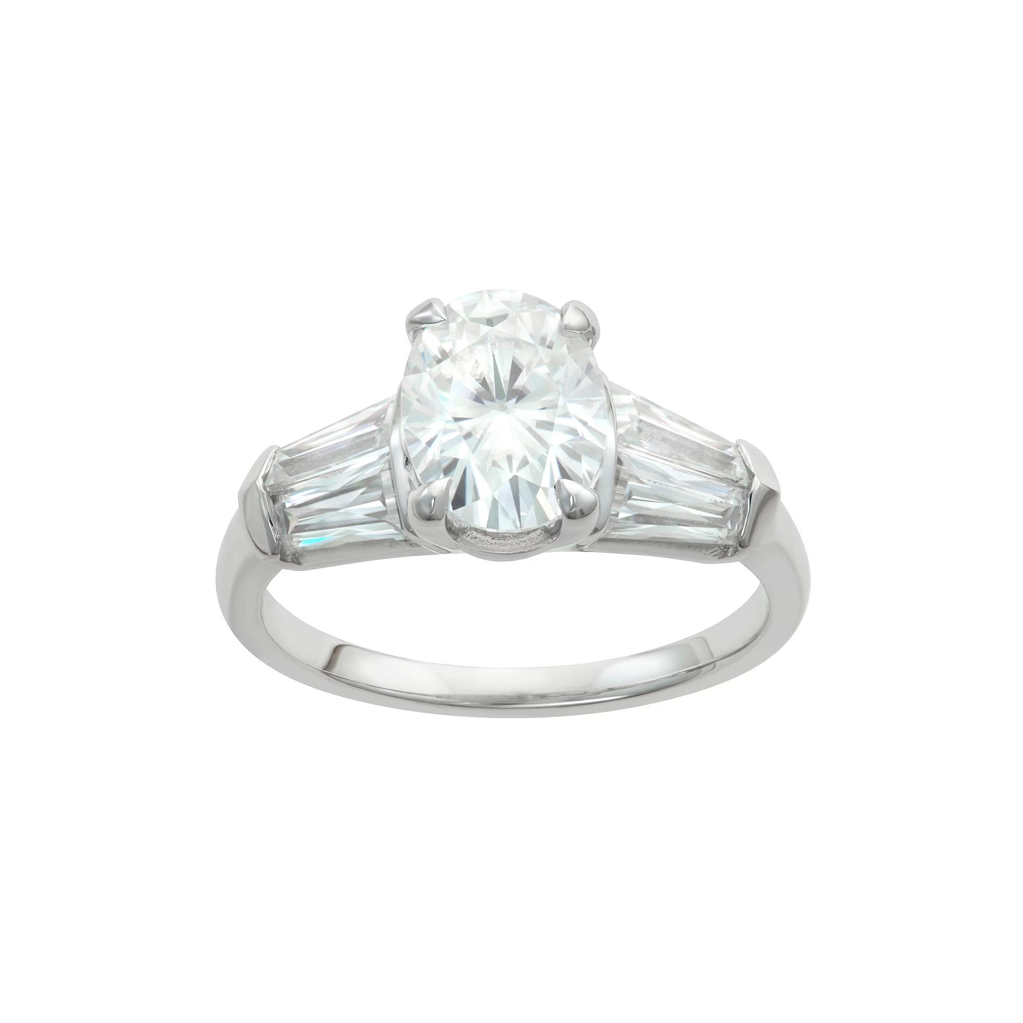 Charles & Colvard 14k Gold 3 1/4 Carat T.W. Lab-Created Oval Engagement Ring, Women's, Size: 6, White Product Image