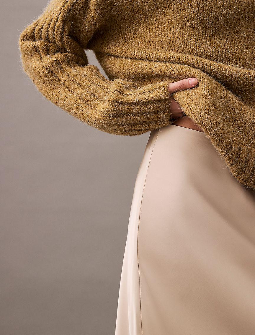 Stretch Satin Midi Skirt Product Image