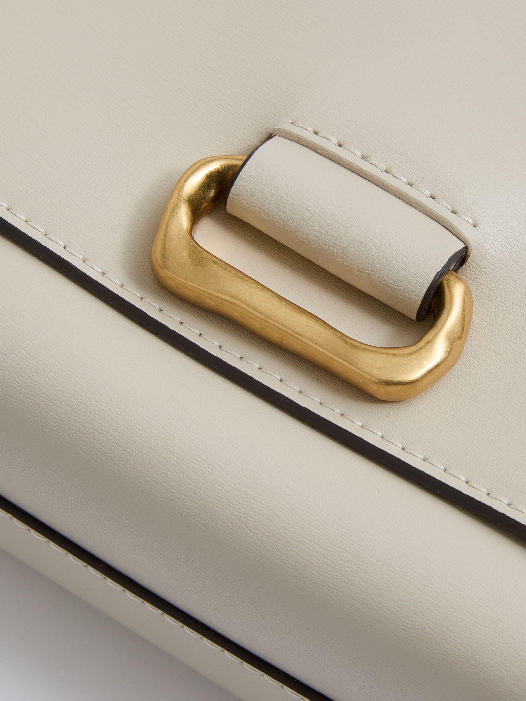Leather Sculpted-Hardware Cross-Body Bag in Off White Product Image