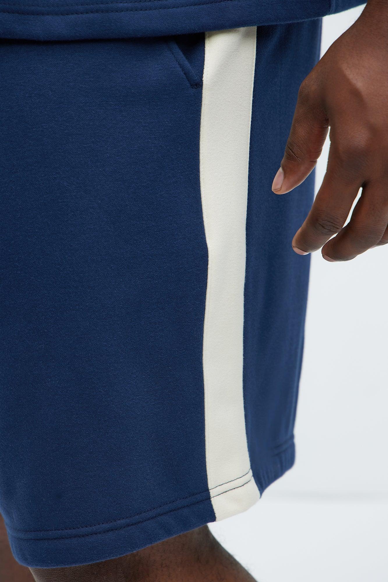 Tyson Oversized Heavyweight Striped Shorts - Navy Product Image