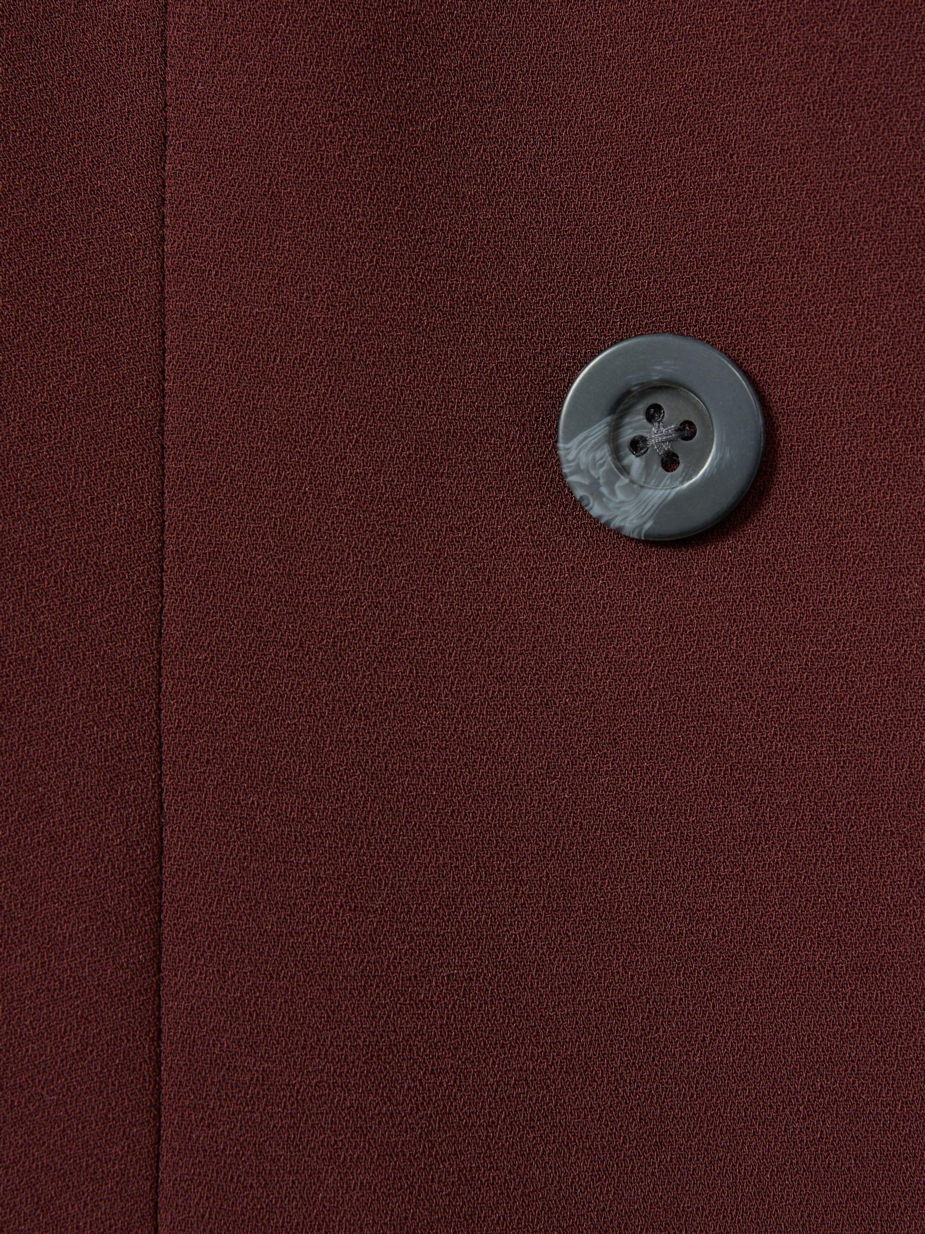 Florere Burgundy Collarless Double Breasted Blazer in Burgundy Product Image