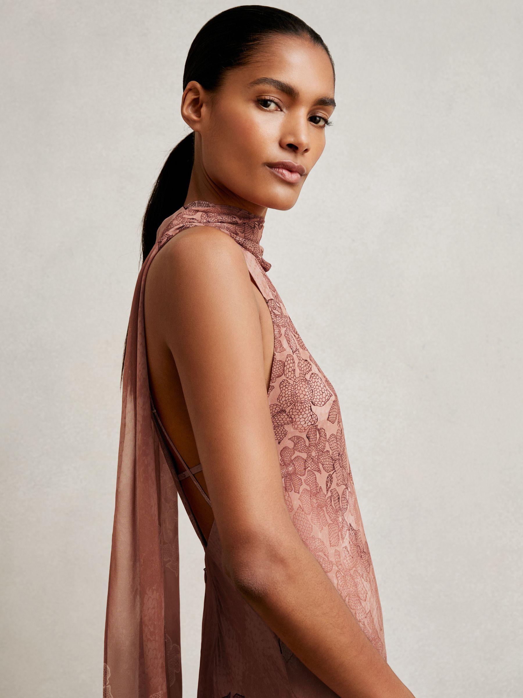 Petite Cotton Craft-Stitch Shirred Midi Dress in Khaki Product Image