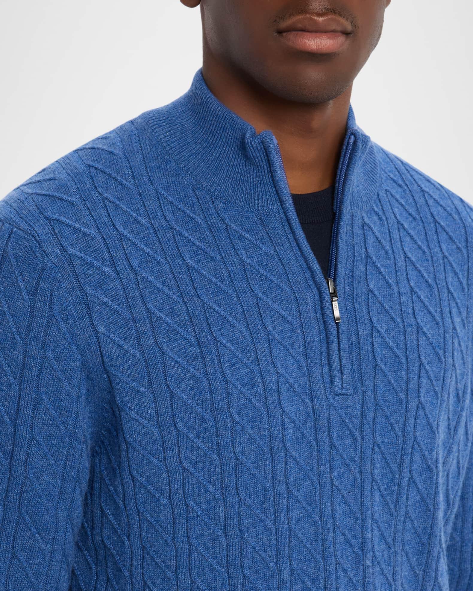 Men's Cashmere Cable Knit Quarter-Zip Sweater Product Image
