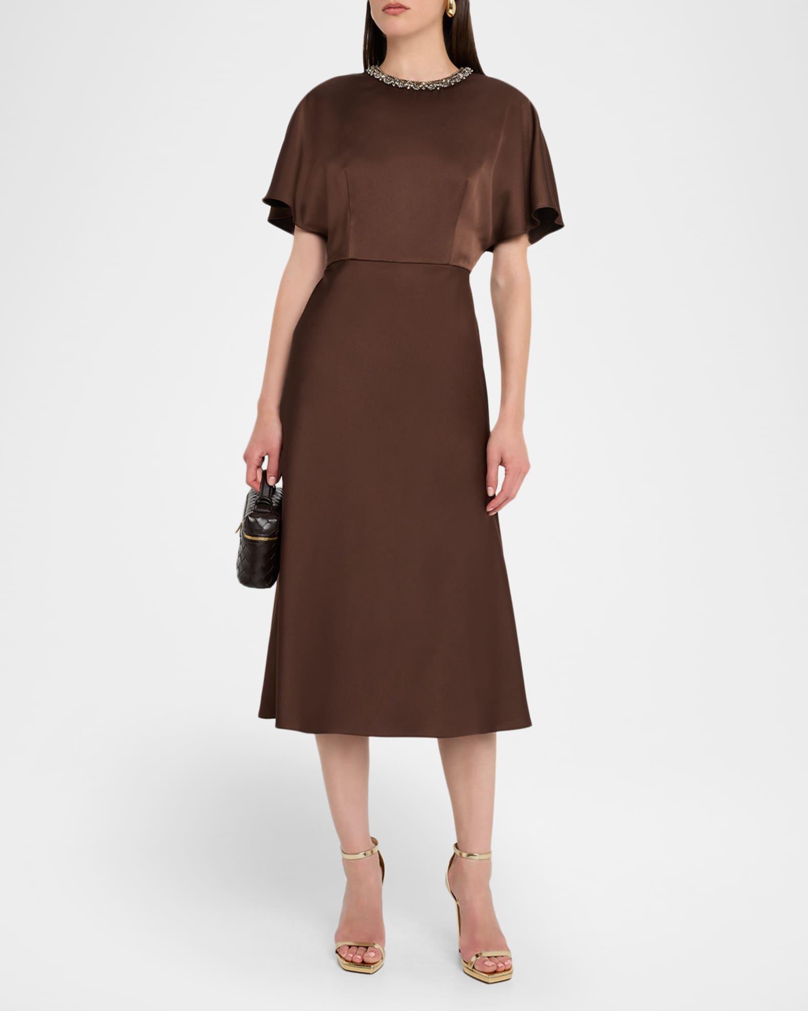 Crystal-Embellished Crepe Back Satin Midi Dress Product Image