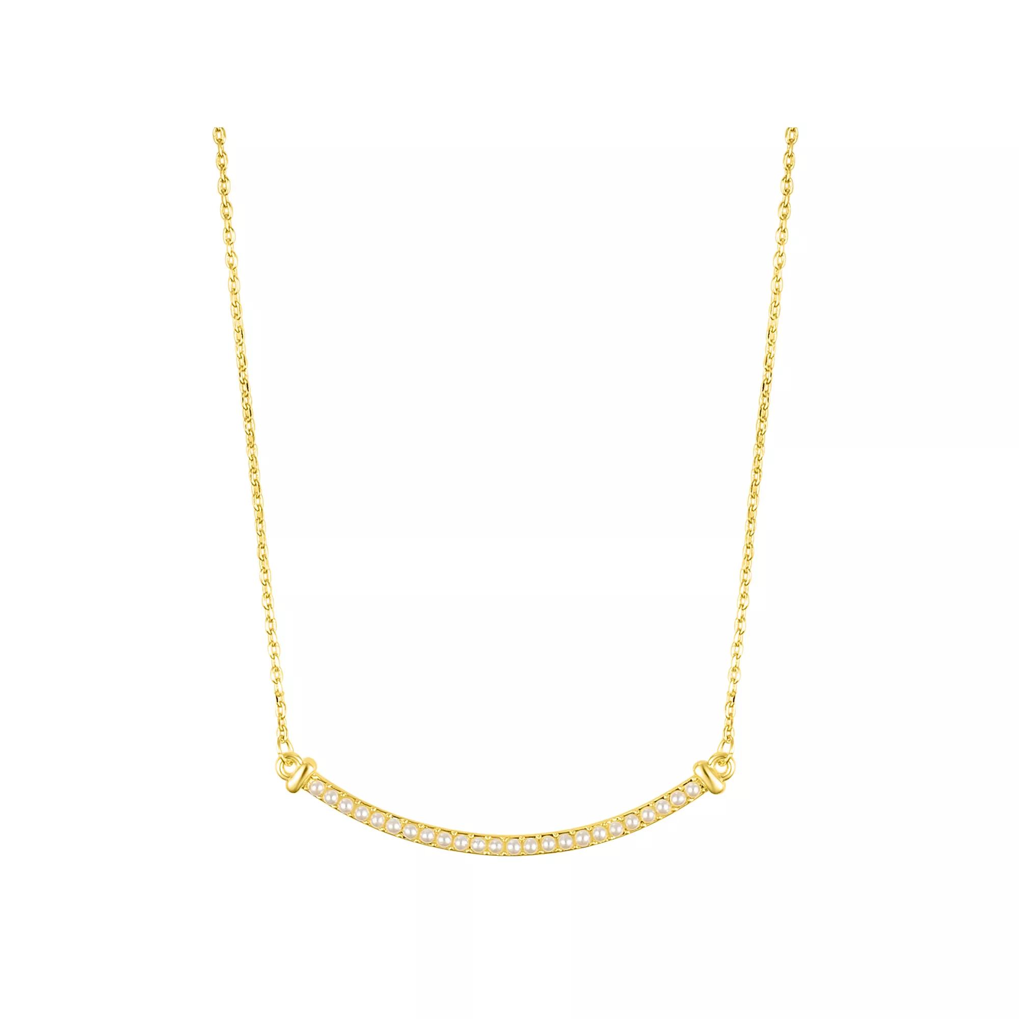 Adornia 14k Gold Tone Simulated Pearl Curved Bar Necklace, Women's, Size: 14-18" ADJ, White Product Image