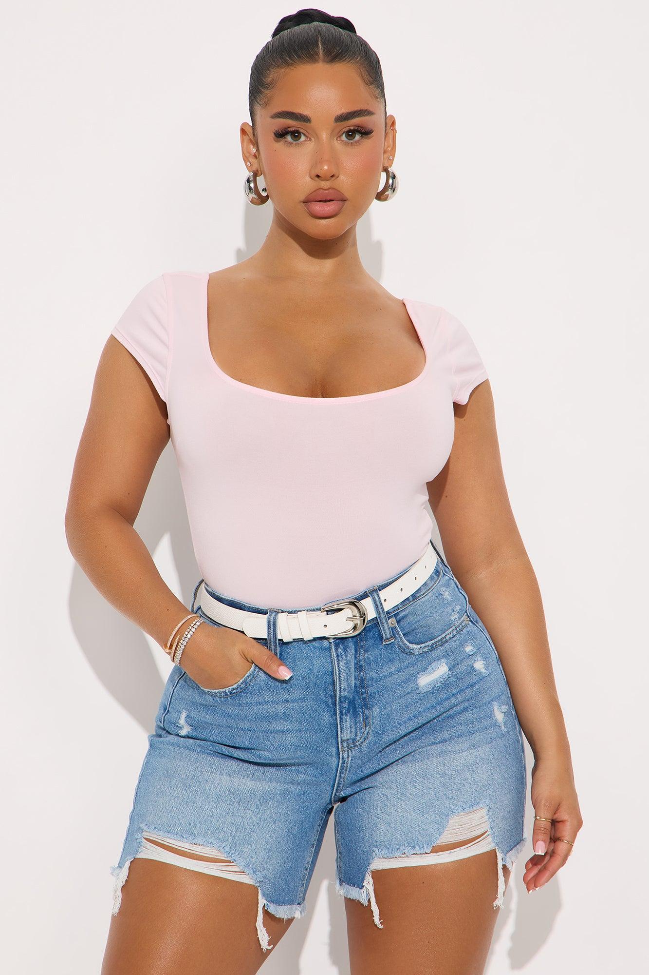 Jenna Square Neck Bodysuit - Pink Female Product Image