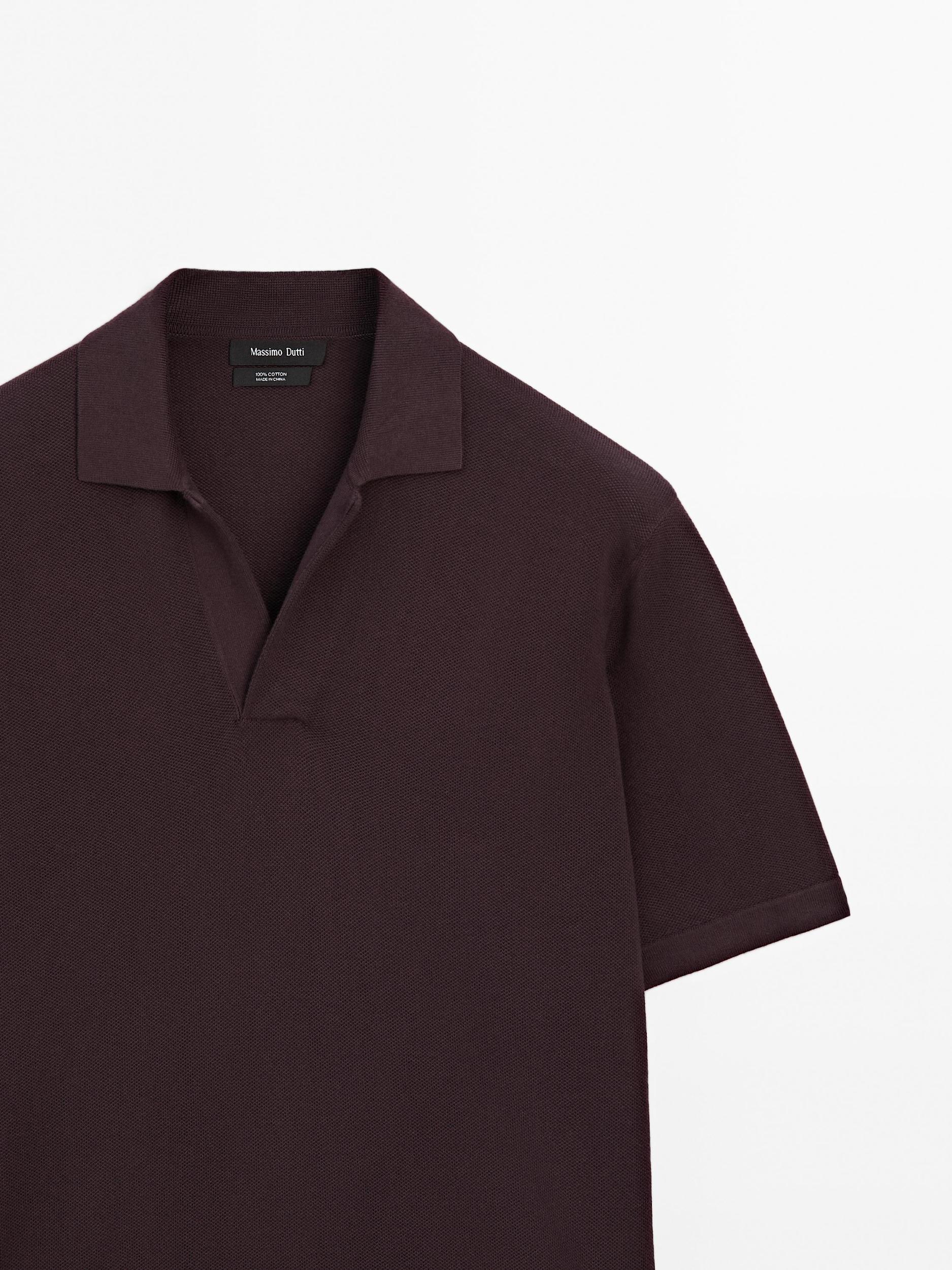 Knit V-neck polo shirt Product Image