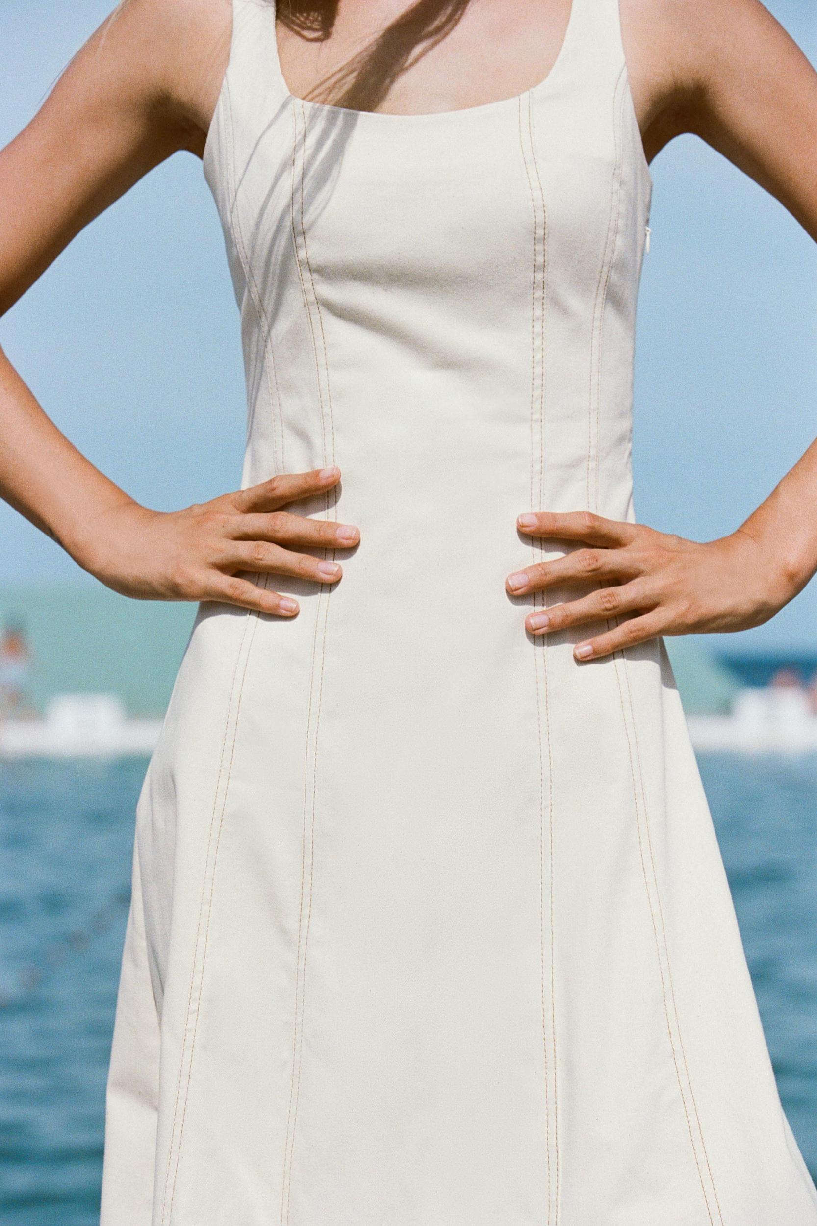 TOPSTITCHED MIDI DRESS Product Image