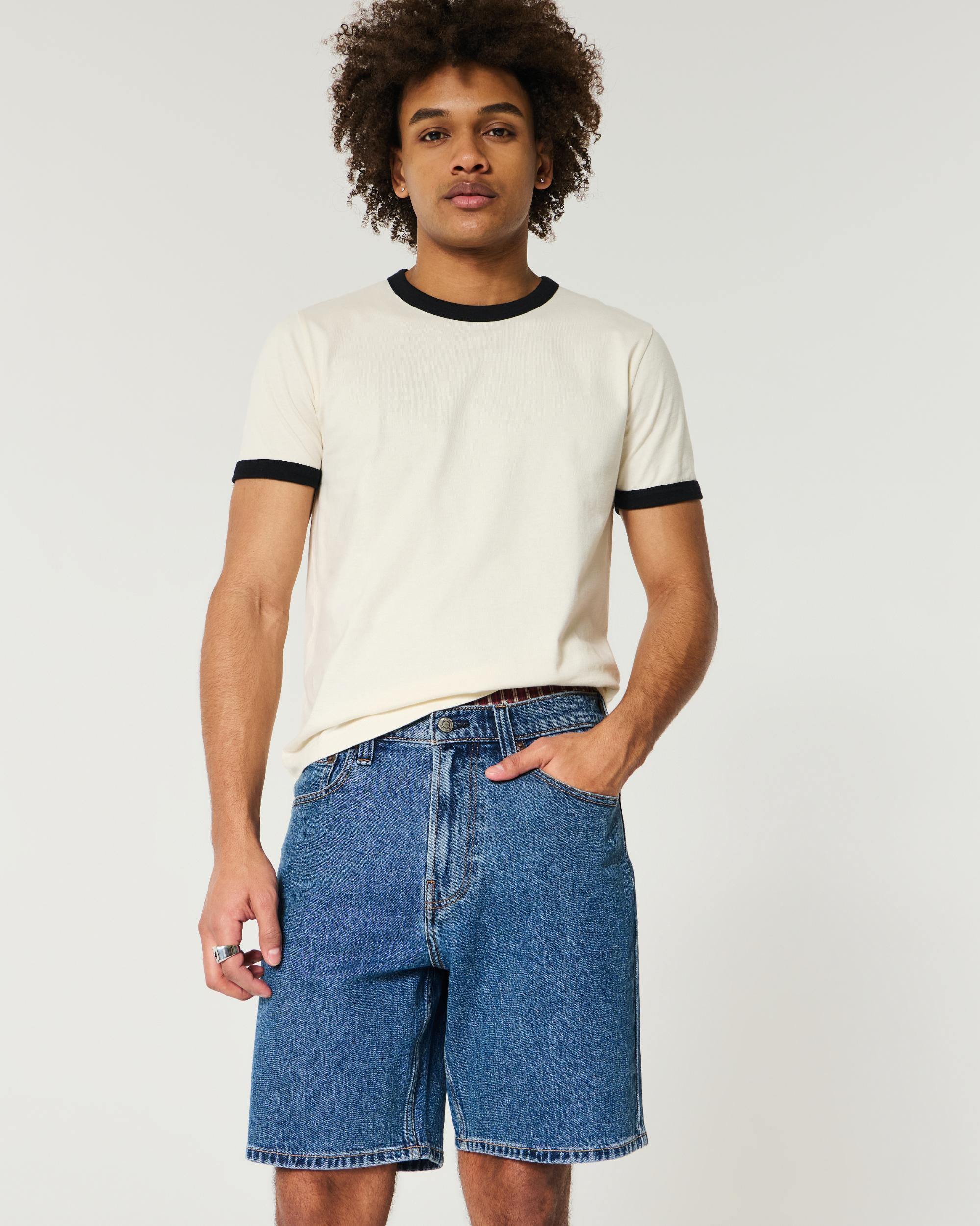 Above-the-Knee Loose Denim Shorts Product Image