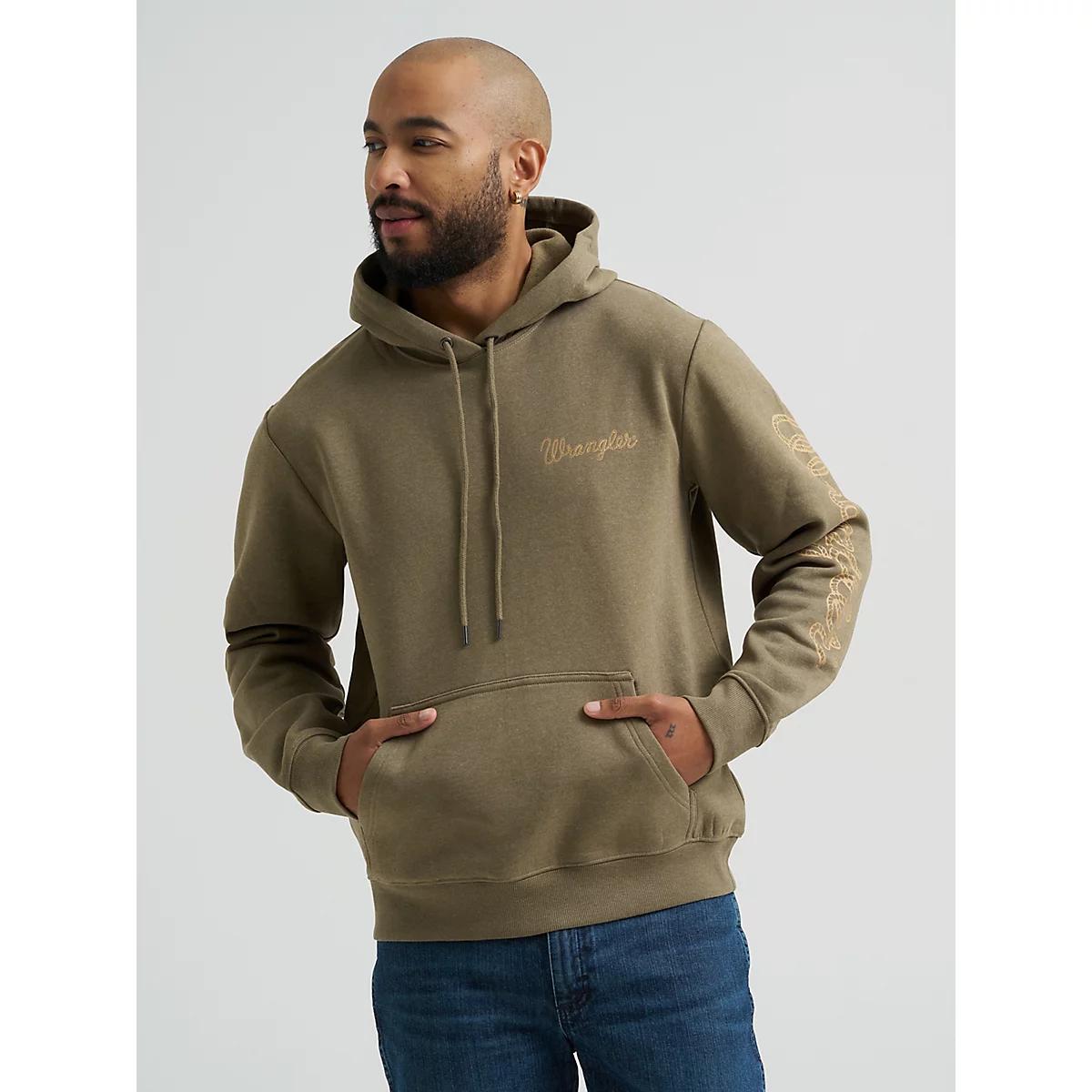 Men's Wrangler® Rope Logo Hoodie in Burnt Olive Product Image
