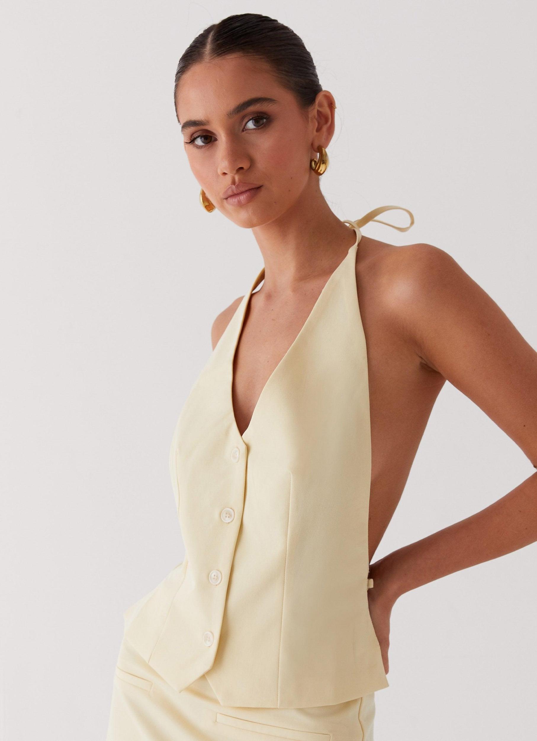 Sarah Halterneck Vest Top - Butter Product Image