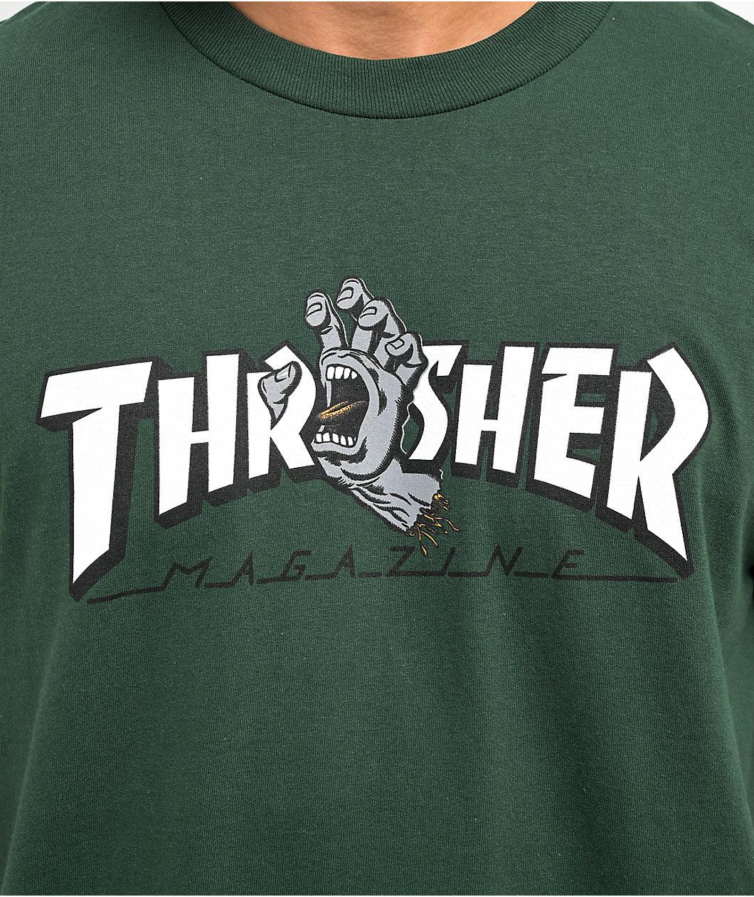 Santa Cruz x Thrasher Screaming Logo Green T-Shirt  Product Image