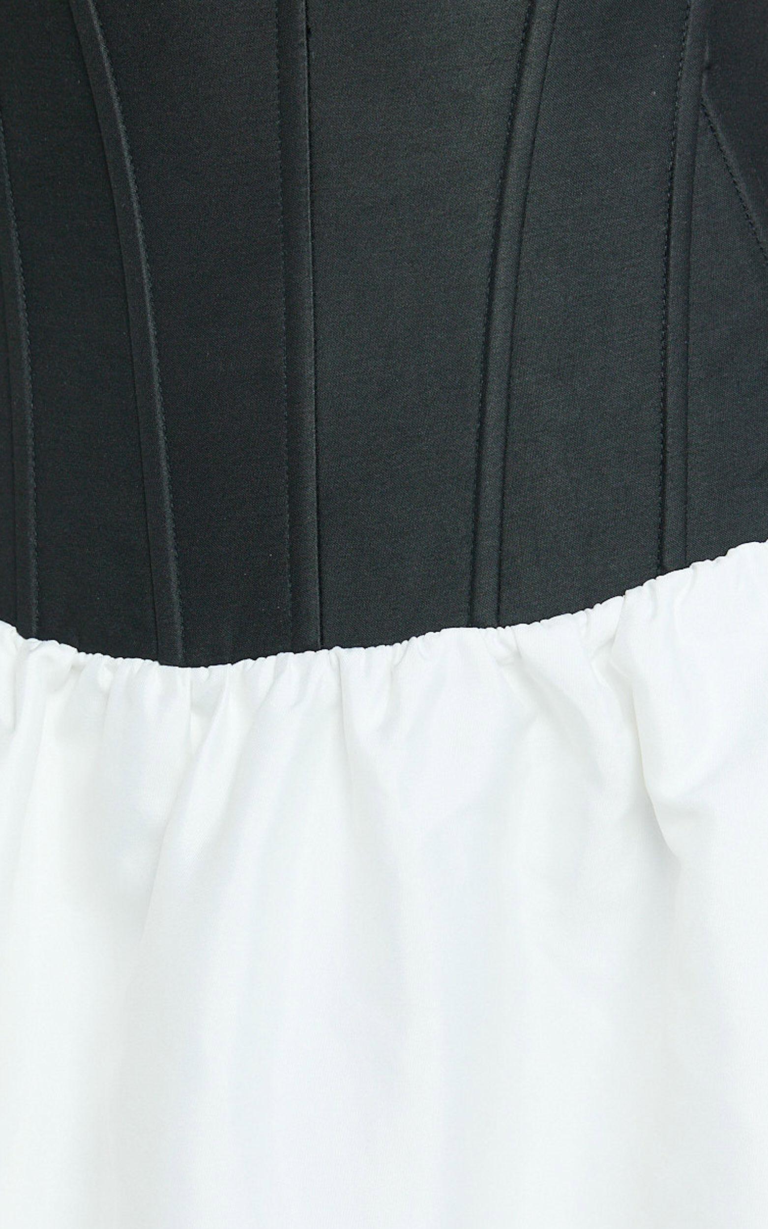 Santana Mini Dress - Strapless Fit And Flare Bubble Hem Dress in Black/White Product Image