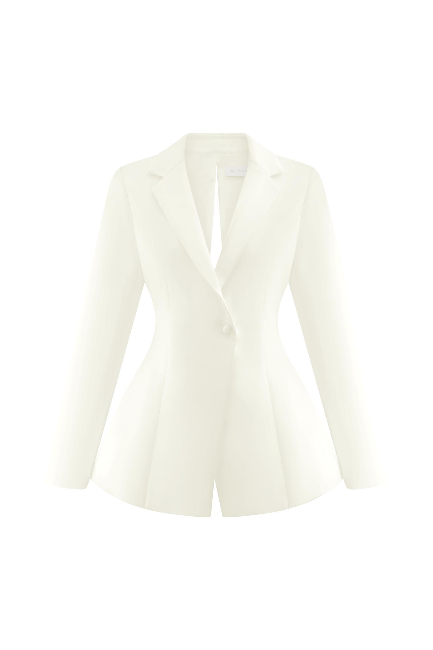 Ada Tailored Satin Blazer - Ivory Product Image