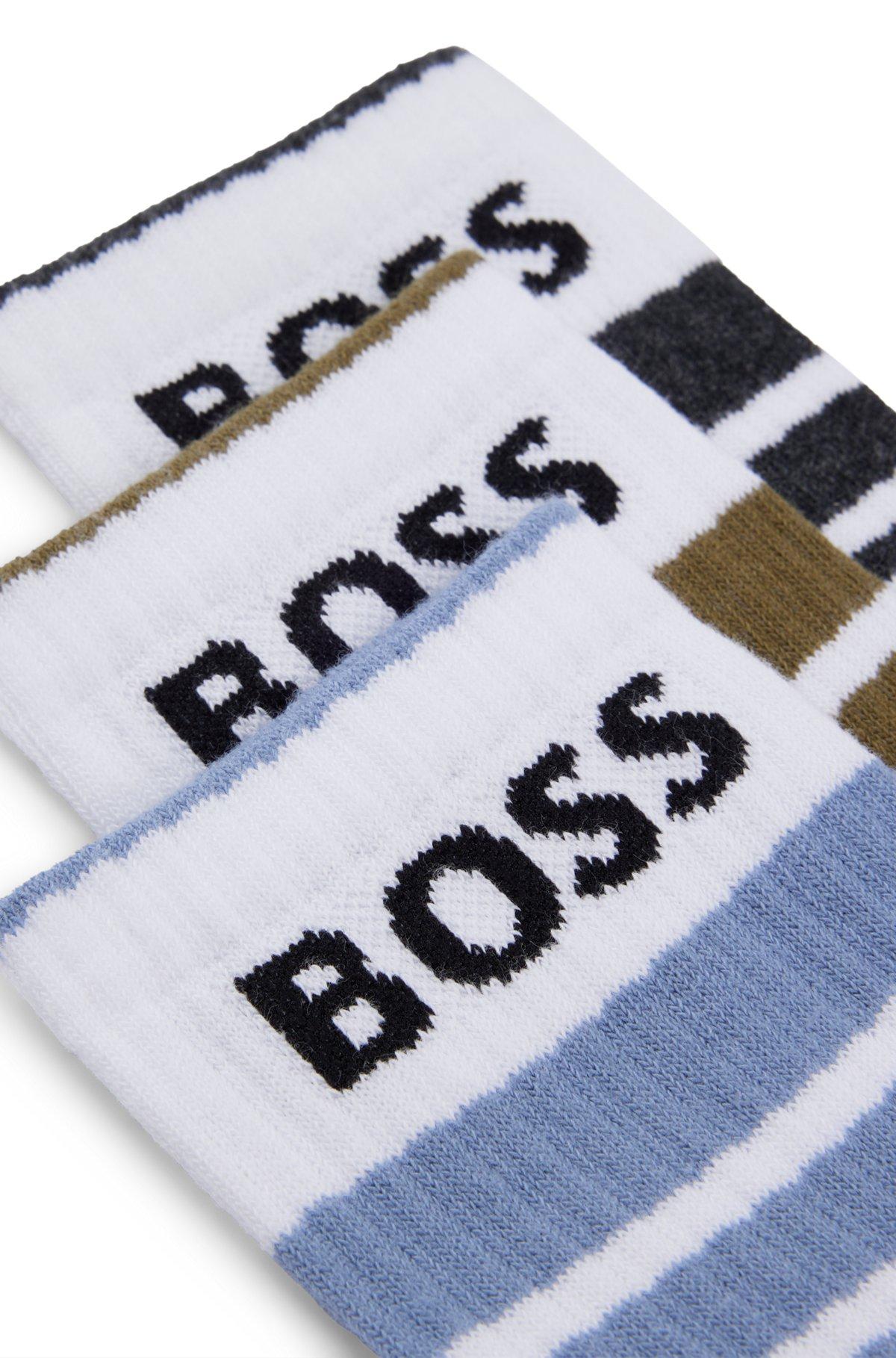Three-pack of short socks with stripes and logos Product Image