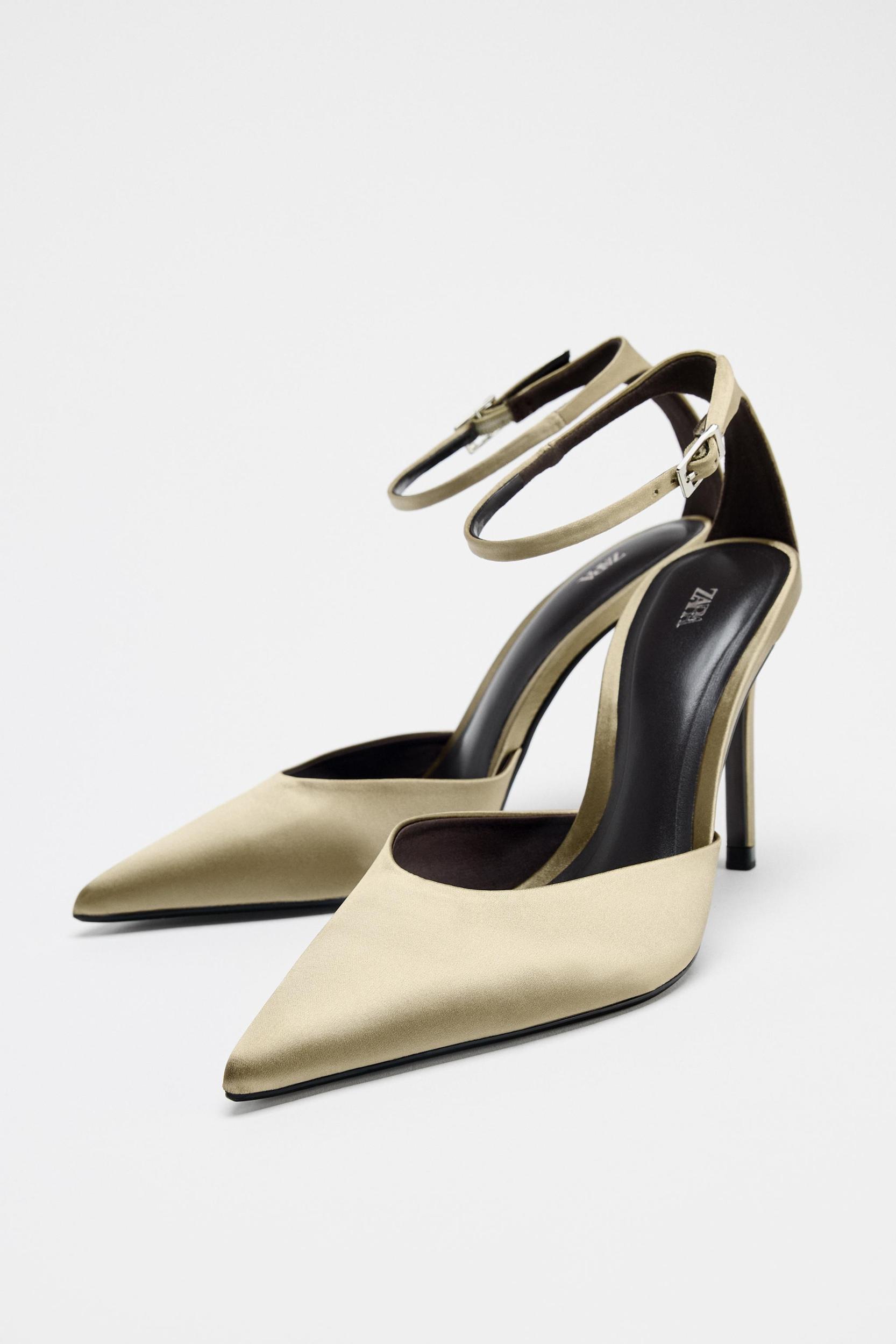 SATIN ANKLE STRAP HEELS Product Image