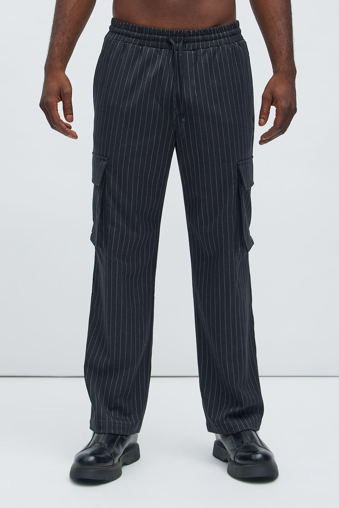 Perth Pinstripes Relaxed Cargo Pants - Black/combo Product Image