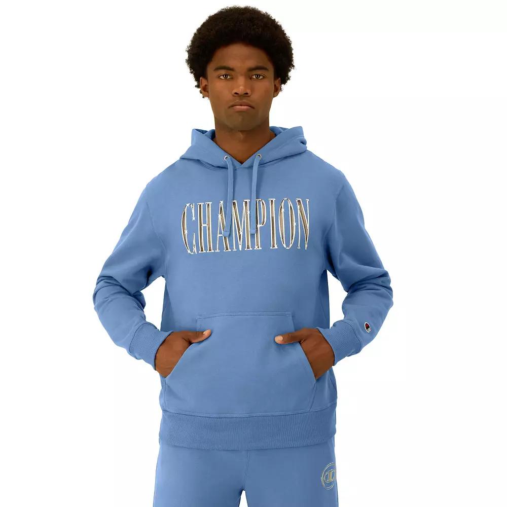 Men's Champion® Powerblend Graphic Hoodie, Size: XL, Antique Blue Product Image