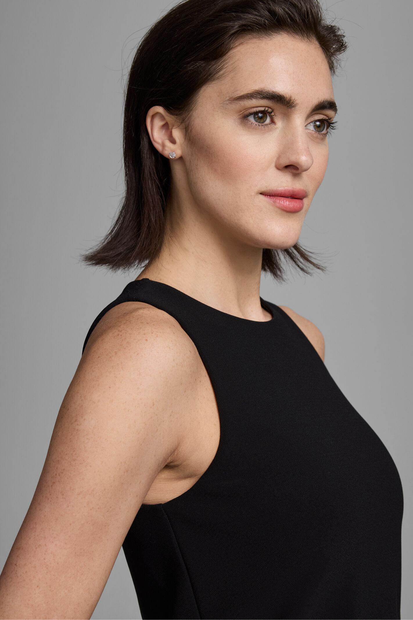 Knit Scuba High Neck Tank - Caviar Product Image