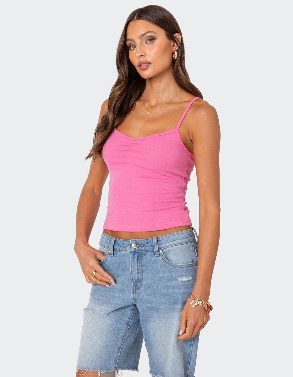 EDIKTED Makena Cinched Tank Top - PINK Product Image