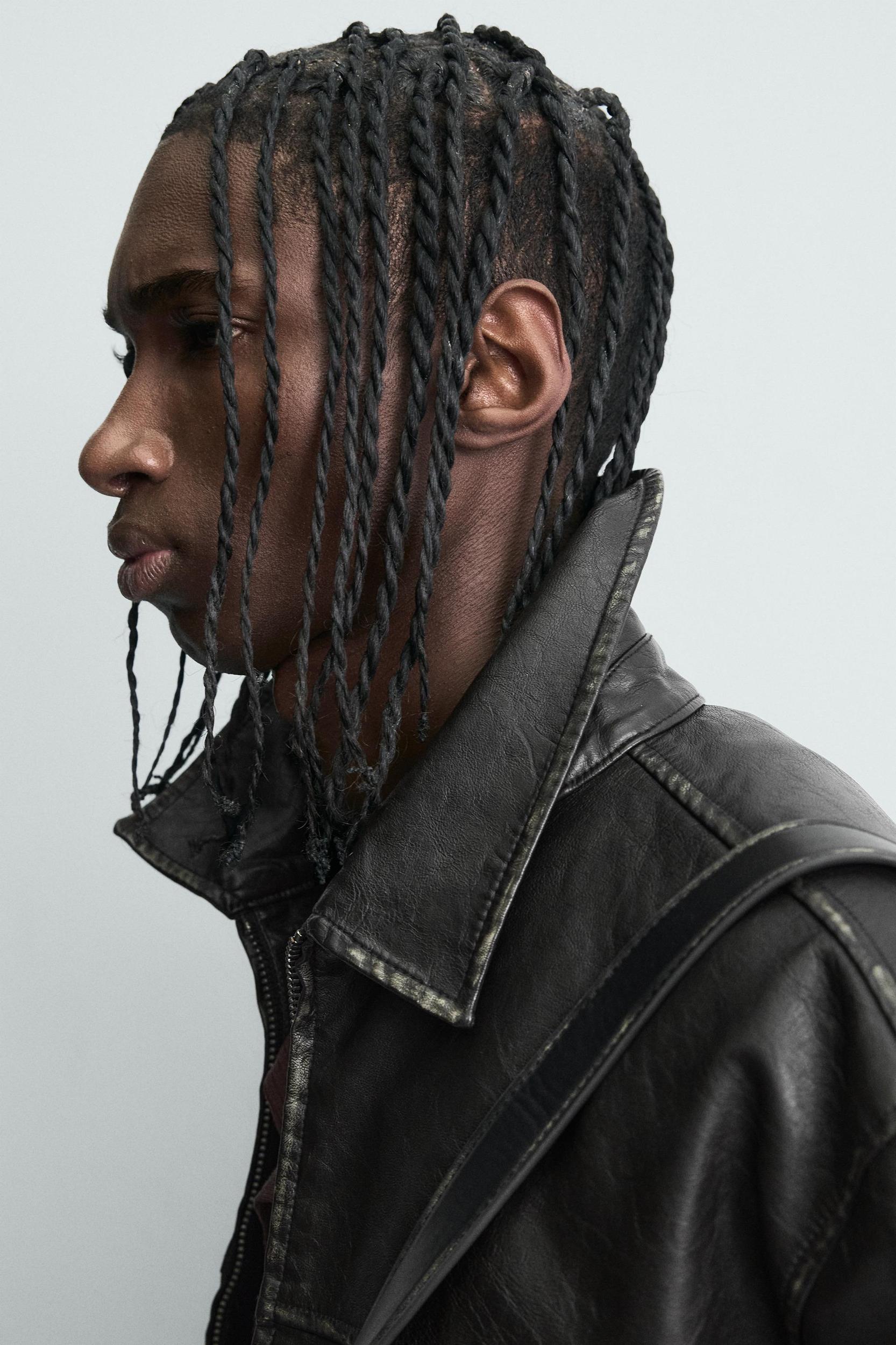 WASHED FAUX LEATHER JACKET Product Image