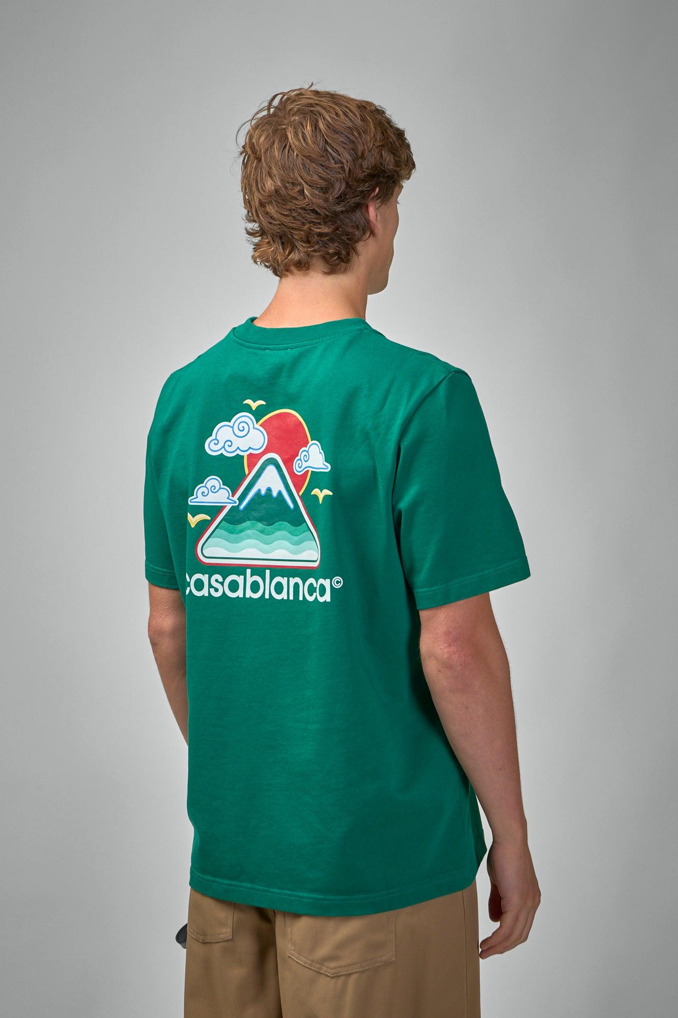 CASABLANCA Mens Montagne Ondulee Brand-print Cotton-jersey T-shirt In Green Product Image