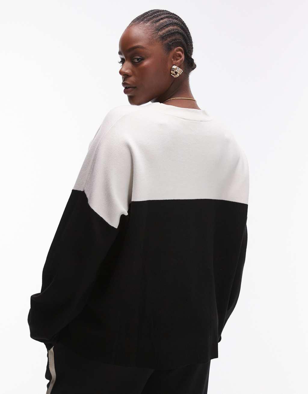 Mango curve contrast base sweater in white Product Image