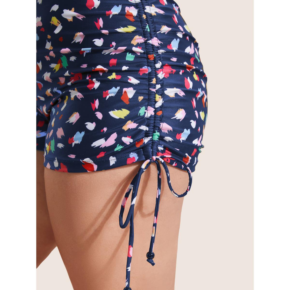 Plus Size Allover Print Drawstring Skinny Swim Bottom Women's Swimwear Aegean Beach Drawstring High stretch Skinny High Rise Curve Swim Bottoms BloomChic 18-20/2X Product Image