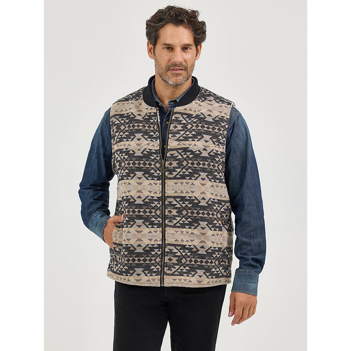 Men's Sherpa Lined Jacquard Vest | Men's JACKETS & OUTERWEAR | Wrangler® Product Image