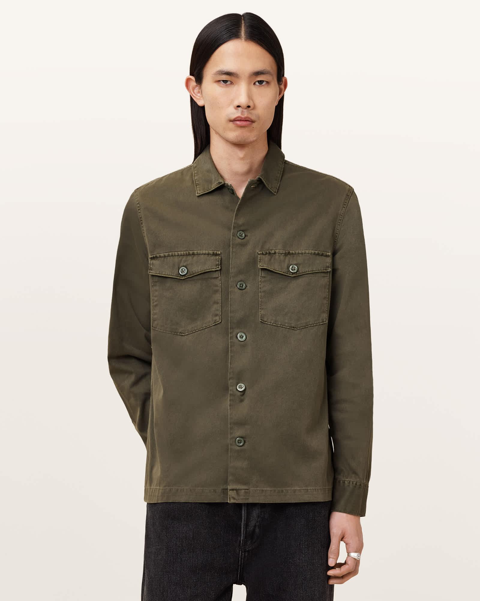 Spotter Slim Fit Overshirt CARGO GREEN | ALLSAINTS US Product Image