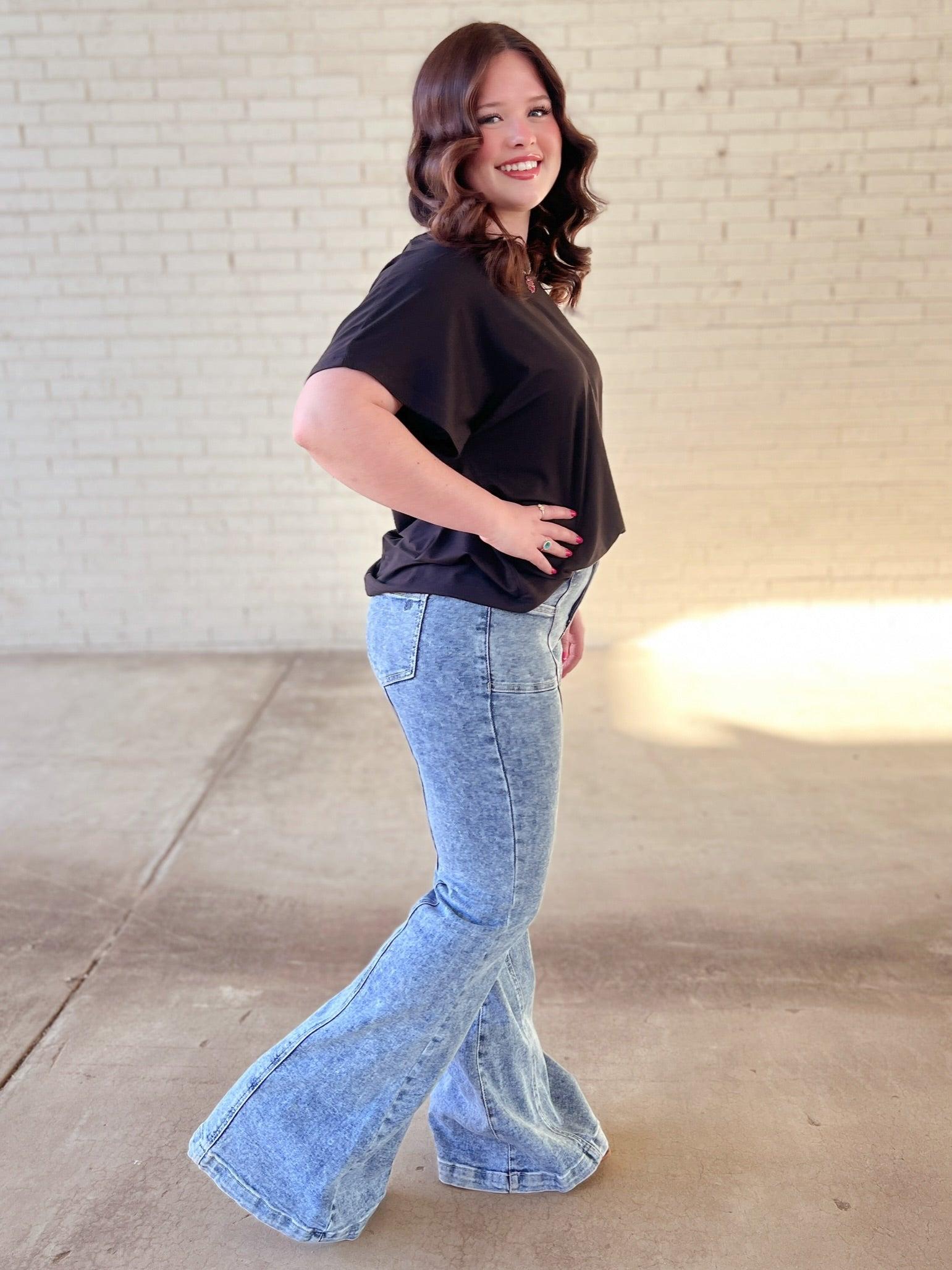 High Rise Tummy Control Bell Bottom With Outward Seam Product Image