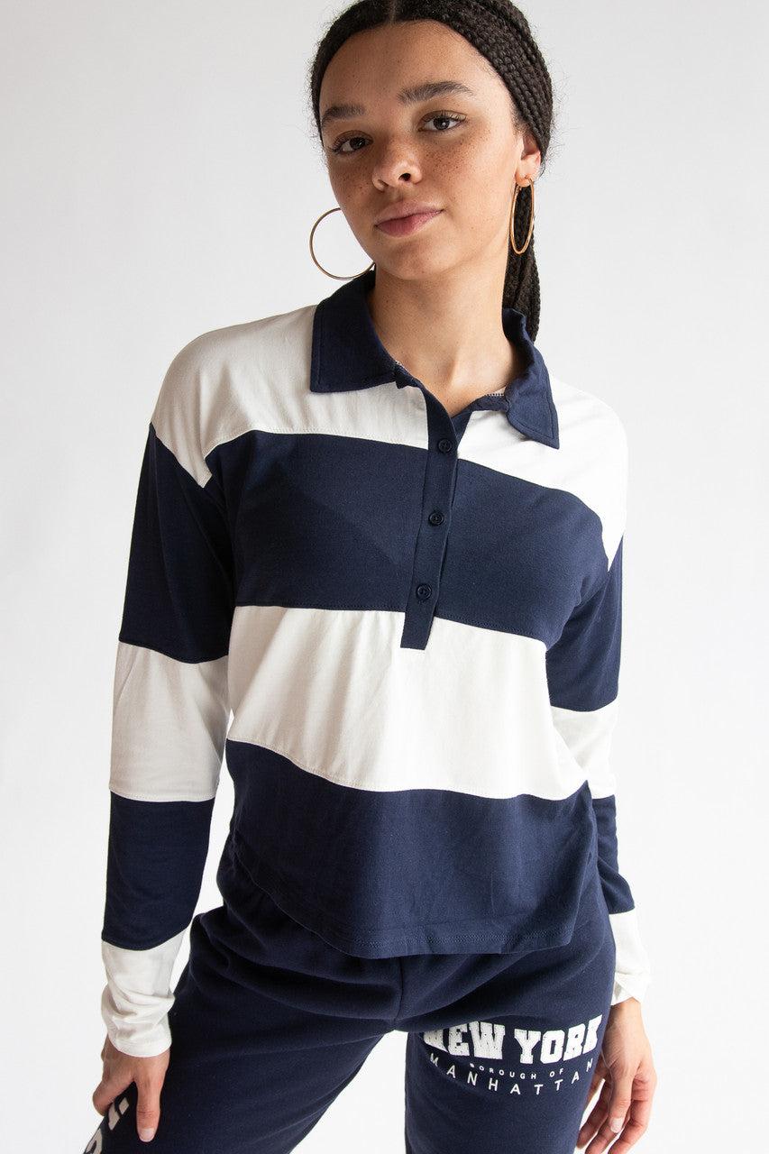 Long Sleeve Rugby Polo Tee Product Image