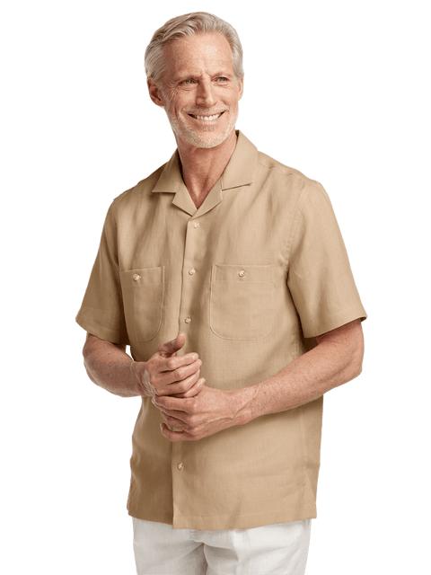 Linen Solid Casual Shirt - Tan Product Image