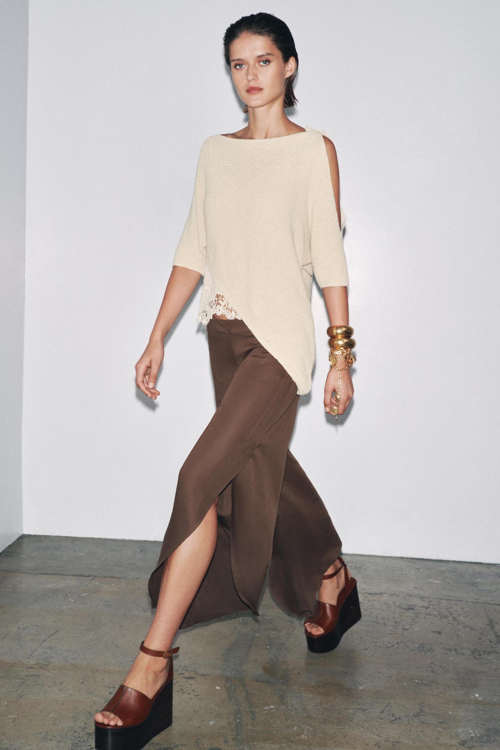 ASYMMETRICAL COMBINATION KNIT TOP Product Image