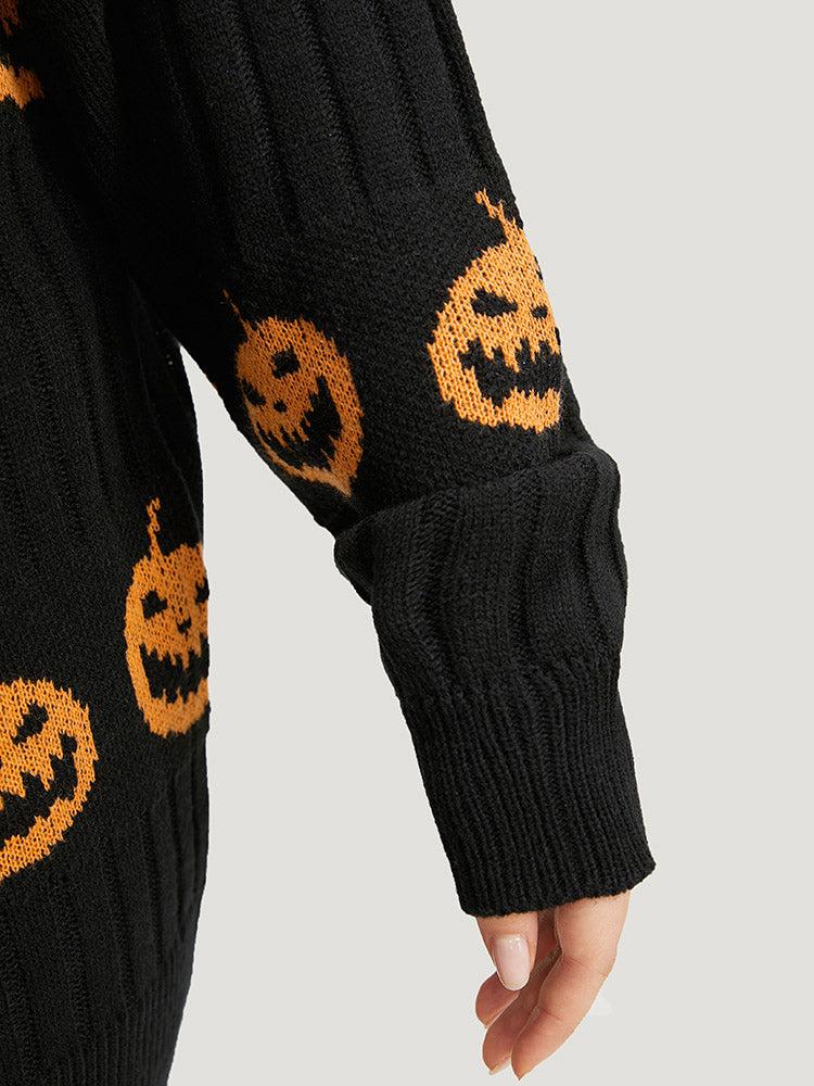 Halloween Pumpkin Graphic Open Front Cardigan Female Product Image
