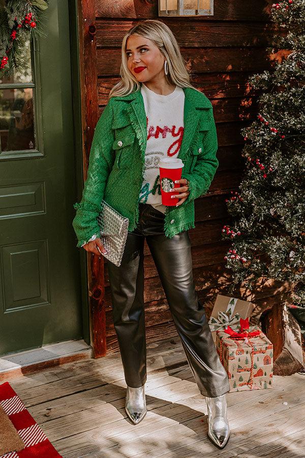 Passing Time Wool-Blend Tweed Jacket in Green Product Image