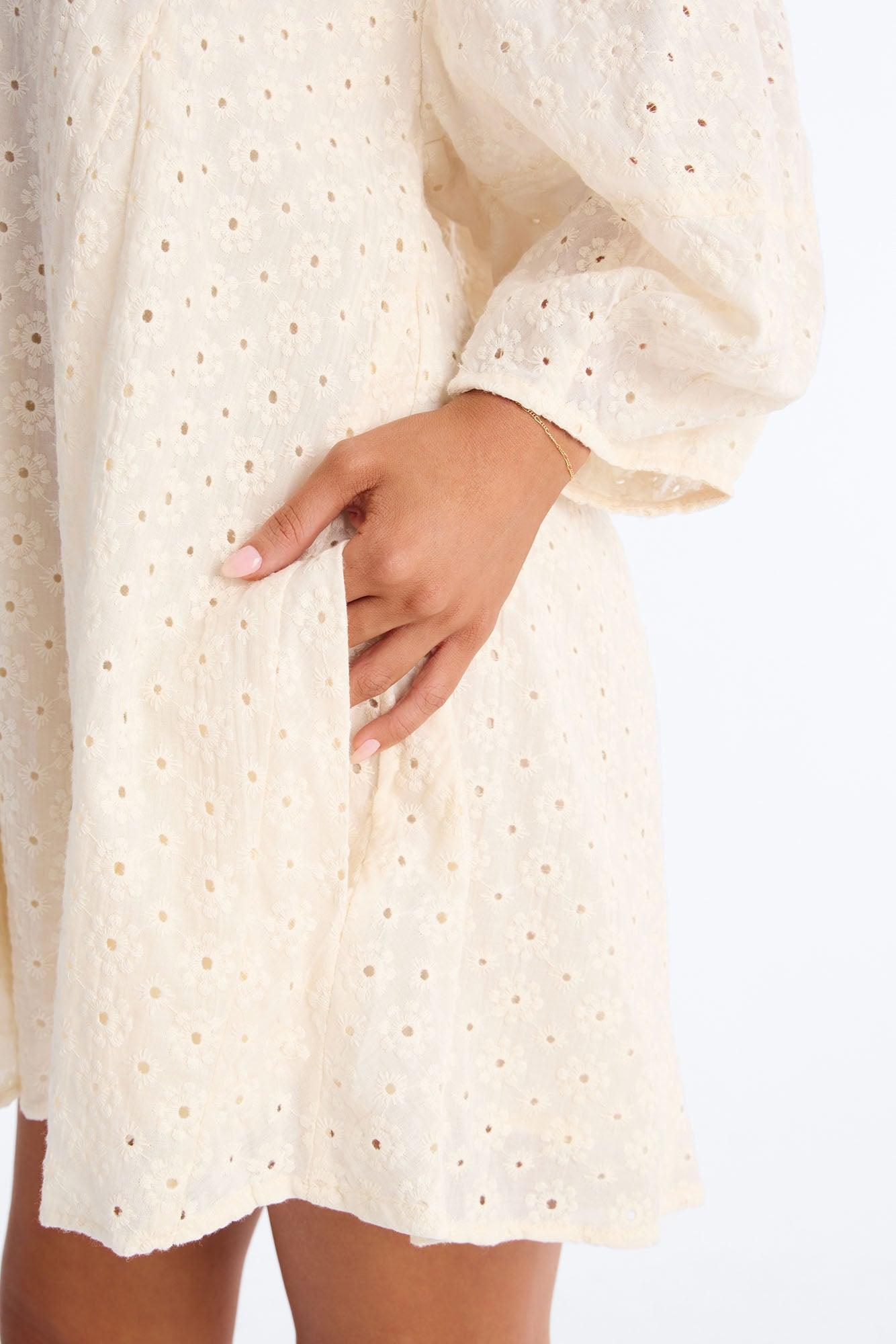 Belle Eyelet Babydoll Romper - Cream Female Product Image