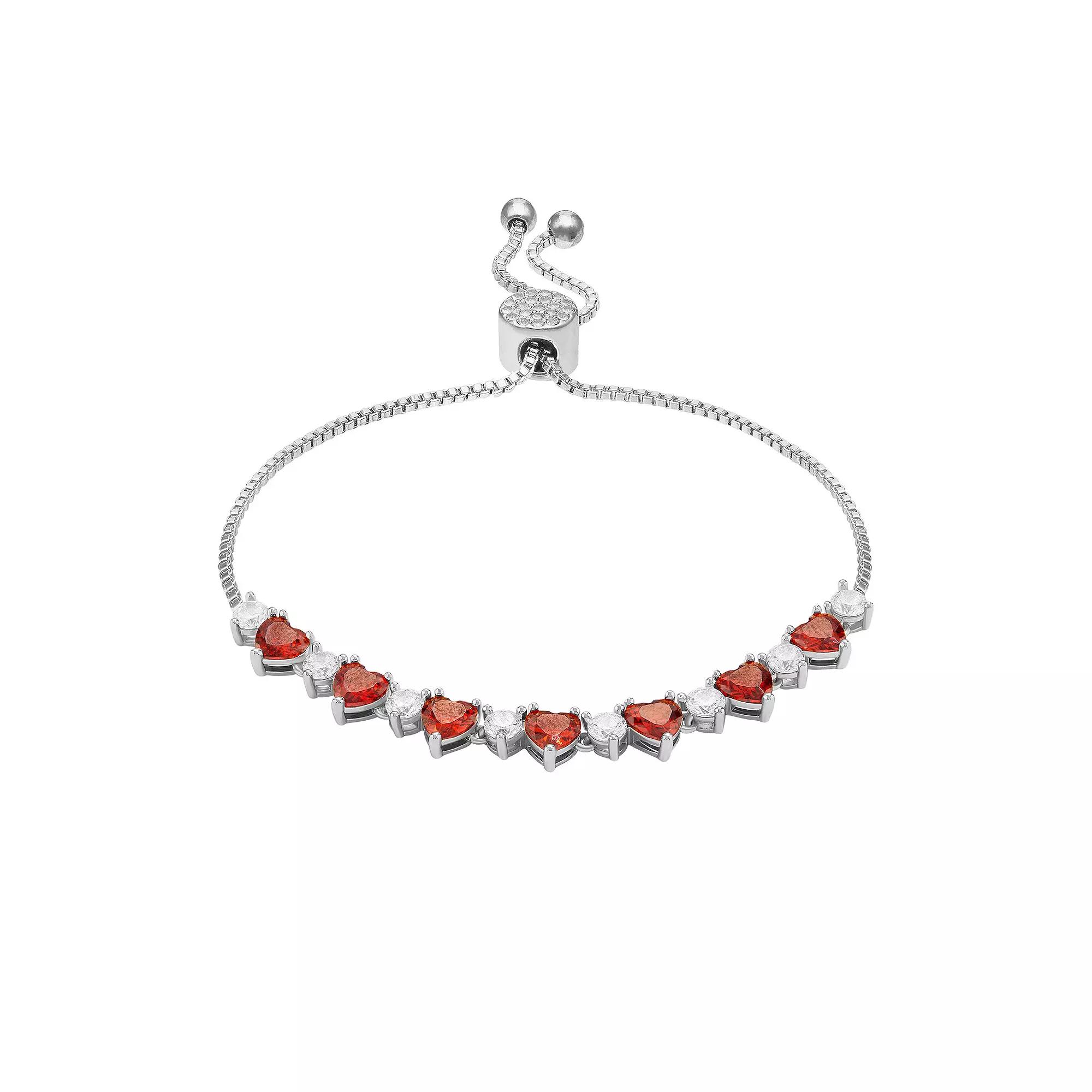 Brilliance Cubic Zirconia & Crystal Heart Bar Adjustable Bracelet, Women's, Gold Tone Team Product Image