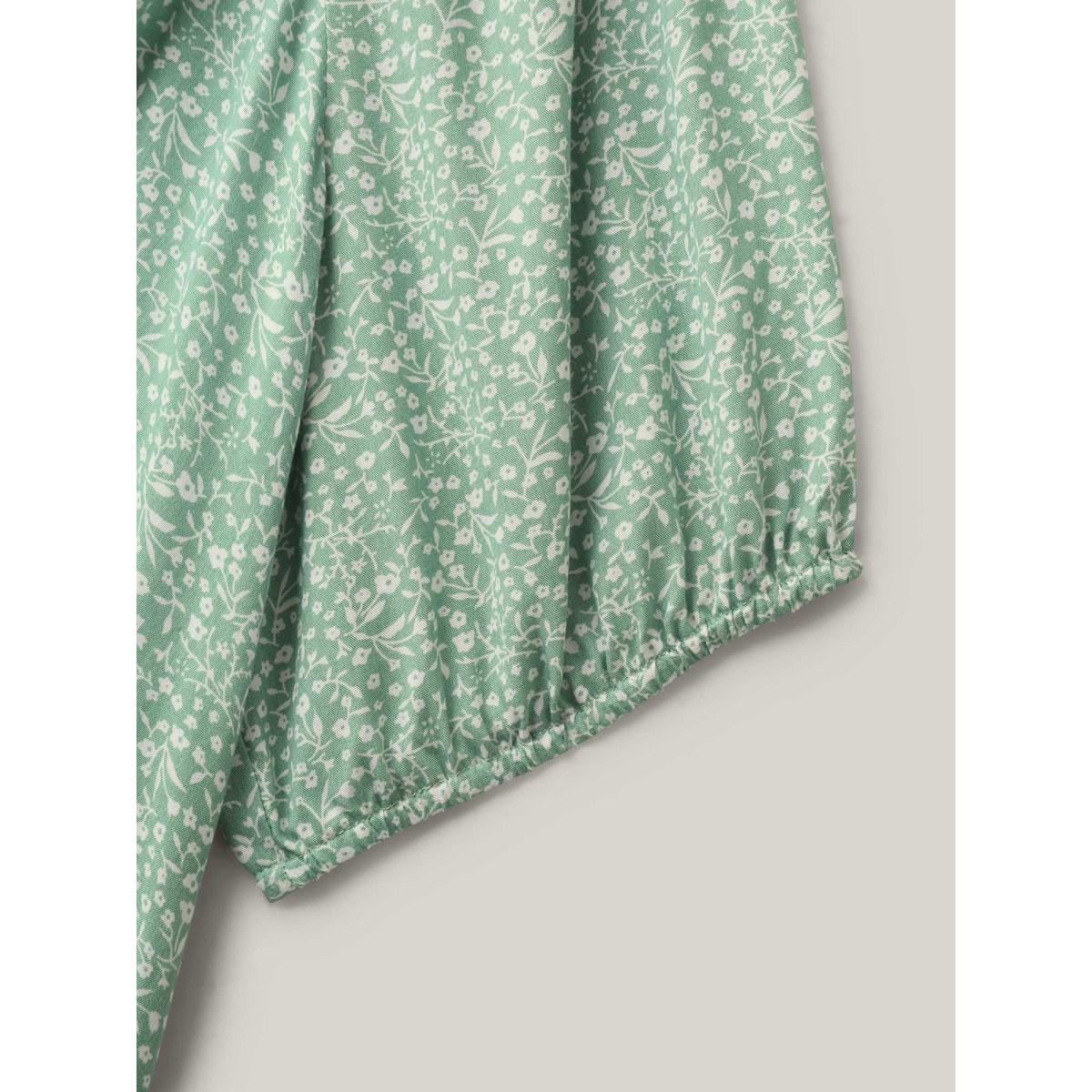 Plus Size Greenbean Floral Print Square Neck Relaxed Blouse Women Half Sleeve Square Neck Casual Blouses BloomChic 22-24/3X Product Image