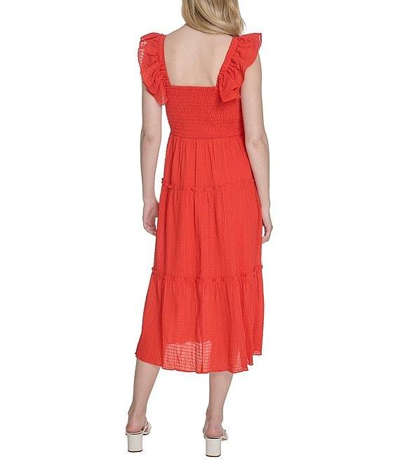 Vince Camuto Square Neck Sleeveless Tiered Midi Dress Product Image