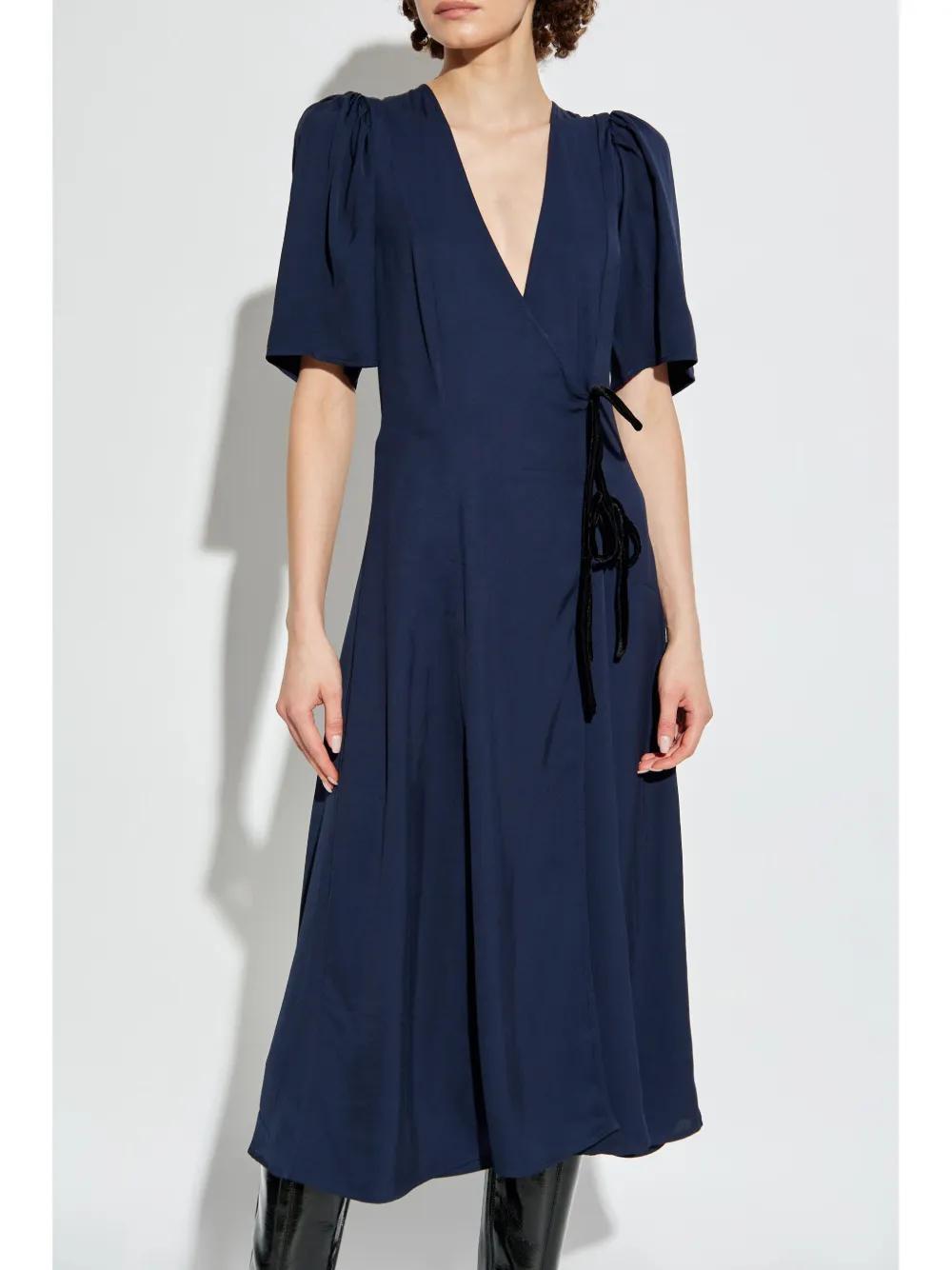 wrap twill midi dress Product Image